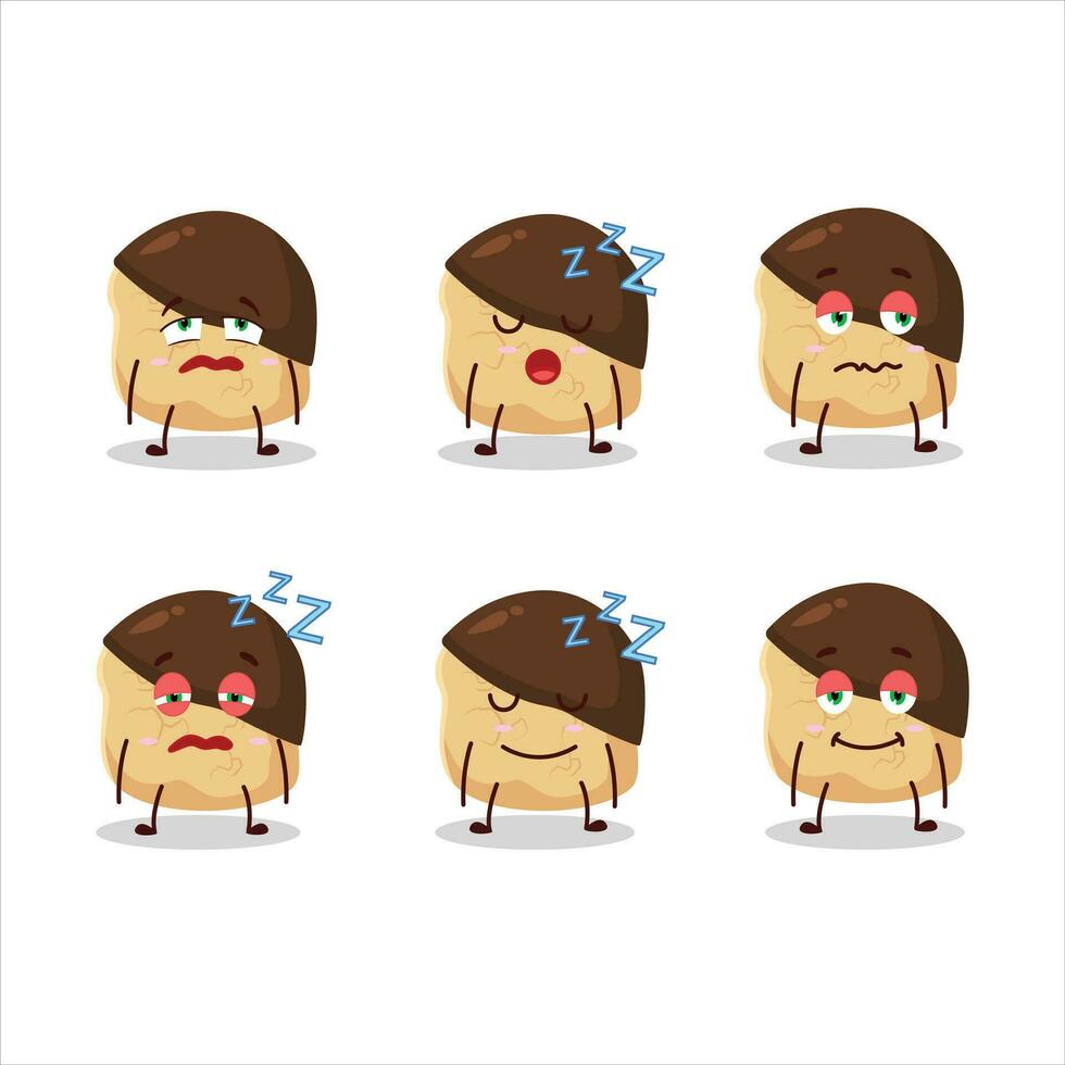 tecknad serie karaktär av choklad slem småkakor med sömnig uttryck vektor