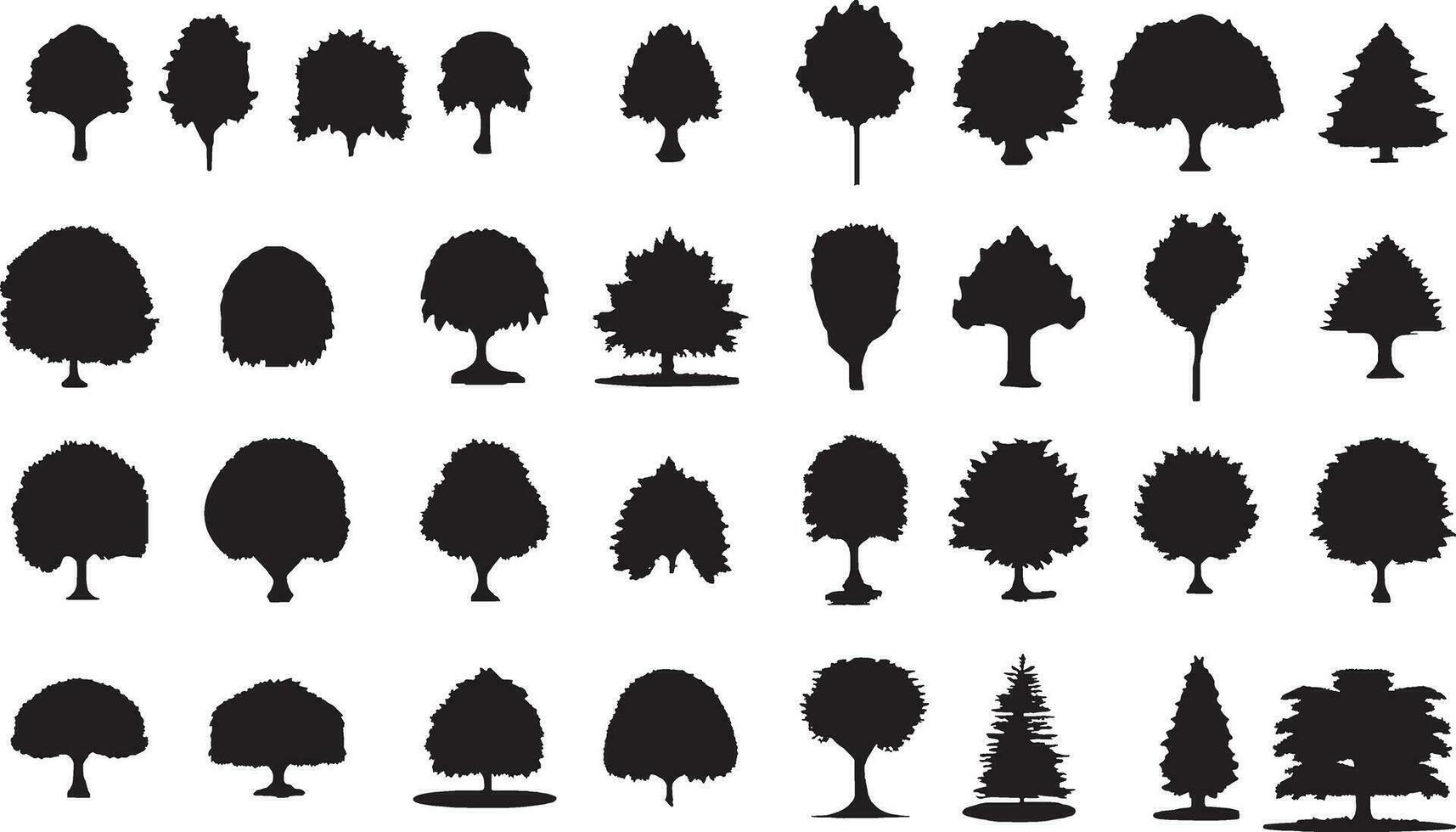 Vintage-Bäume und Waldsilhouetten im monochromen Stil isolierte Vektorillustration vektor