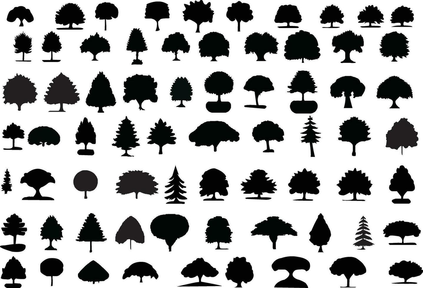 vintage träd och skog silhuetter i monokrom stil isolerade vektorillustration vektor