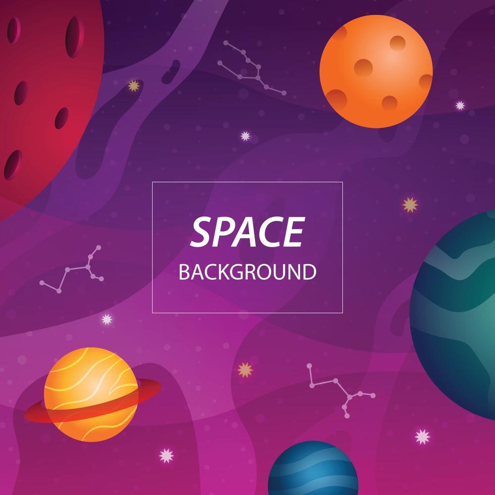 Open Space Hintergrundbanner mit bunten Planeten und Sternen and vektor