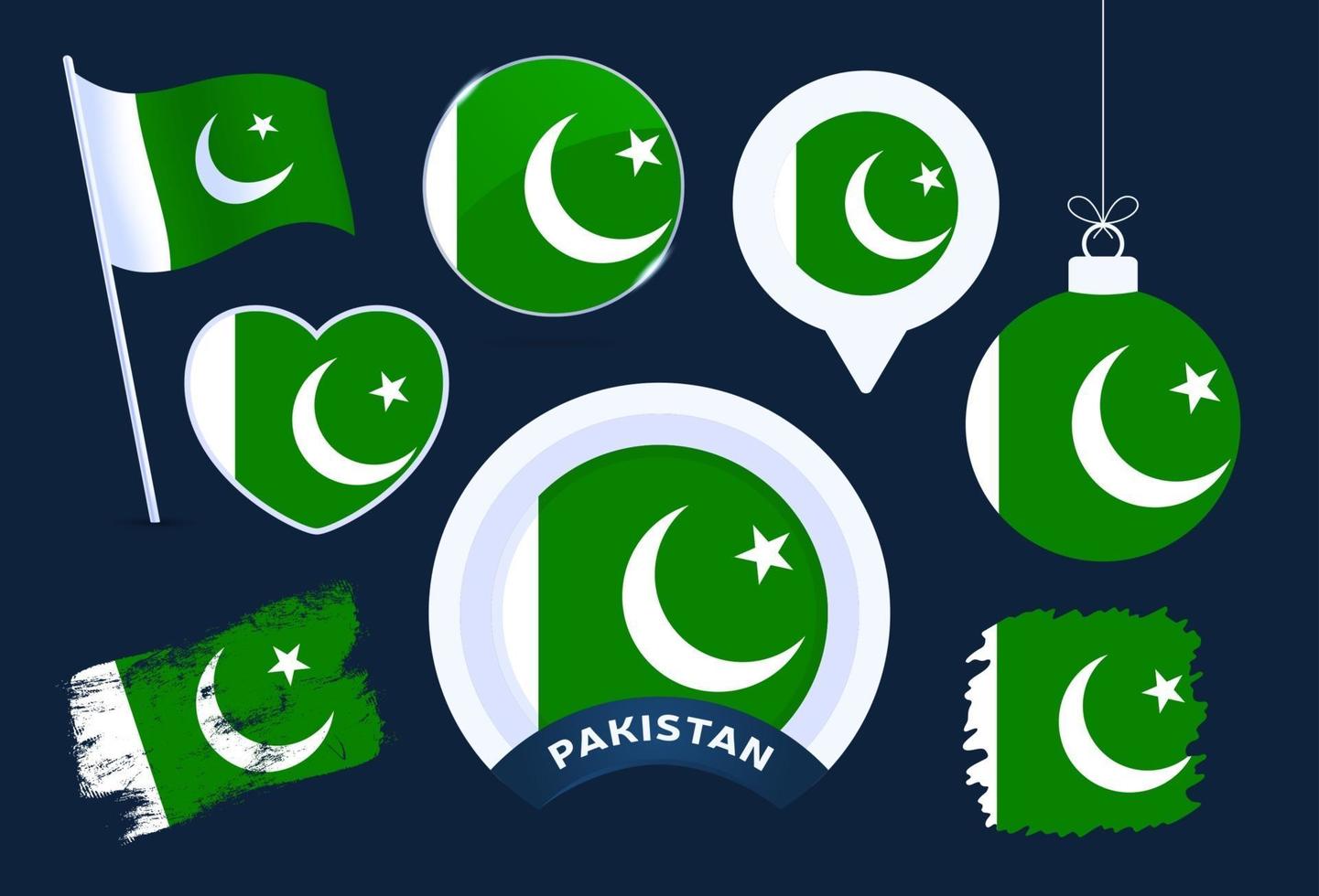 pakistan flagge vektorsammlung vektor