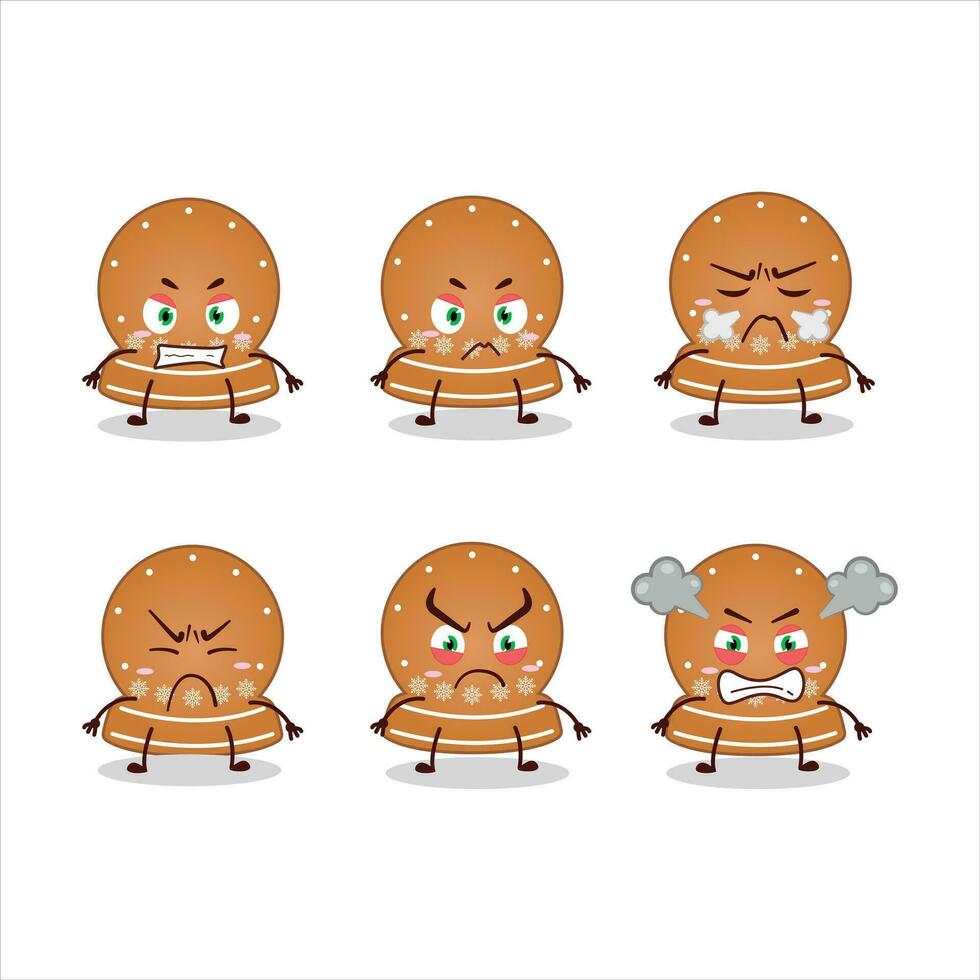 snöboll småkakor tecknad serie karaktär med olika arg uttryck vektor