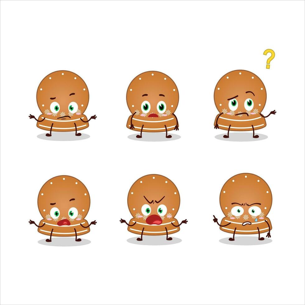 Karikatur Charakter von Schneeball Kekse mit Was Ausdruck vektor