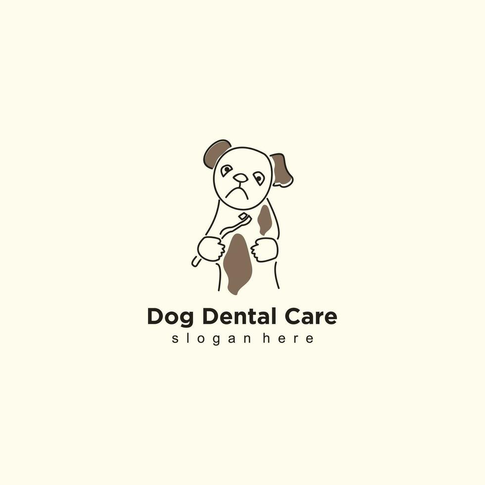 Hund Dental Pflege Logo Design mit Illustration Konzept vektor