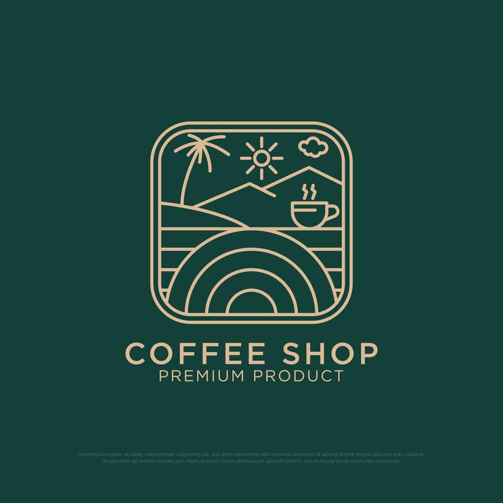 ländlich Kaffee Geschäft Logo Design Vektor, Jahrgang Kaffee Logo Illustration mit Gliederung Stil, Beste zum Restaurant, Cafe, Getränke Logo Marke vektor