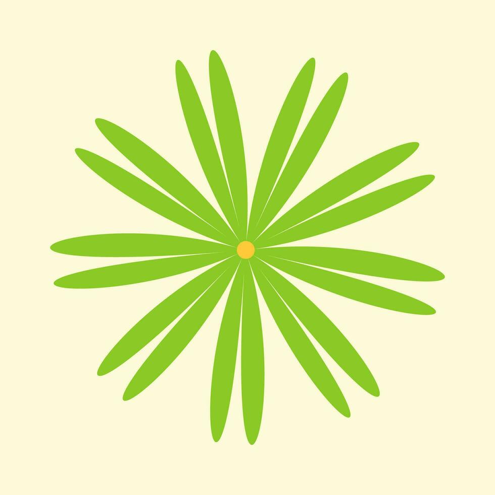 Platz Jahrgang minimalistisch Poster mit Grün Blume. Vektor Muster im ein modisch retro Stil, groovig Blumen- drucken auf ein Licht Hintergrund, hell Farben.