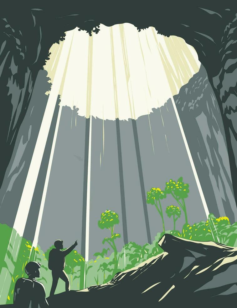 hängen Sohn doong Höhle doline im Phong nha ke Knall National Park Vietnam wpa Kunst Deko Poster vektor