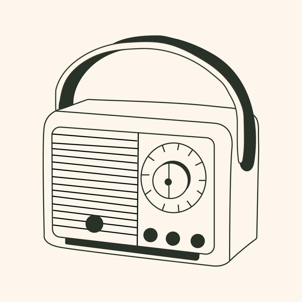 svart och vit gammal skola radio kassett tejp spelare ikon i platt stil på en vit bakgrund vektor