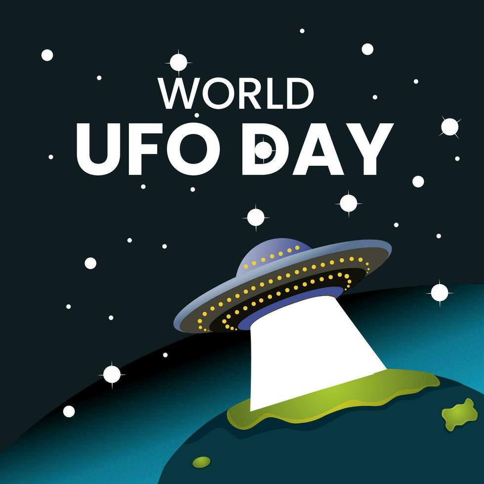 Vektor Design Welt UFO Tag 2 .. Juli. eben Illustration. eben Design