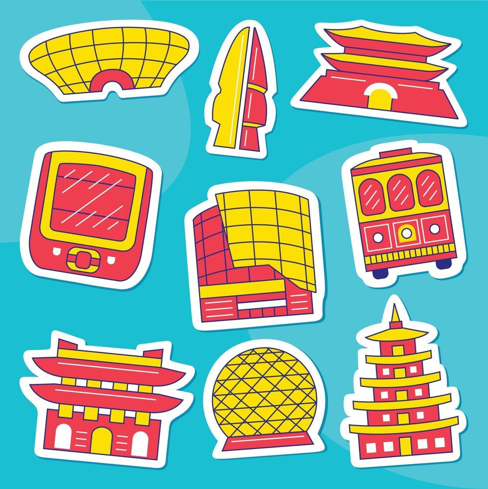 Seoul Sticker Pack im Flat Design Style vektor