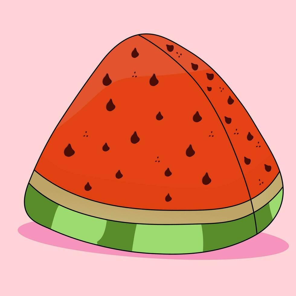 vattenmelon skiva skära halv frön. triangel.frisk mat. ljuv vatten melon. tropisk frukter. vektor