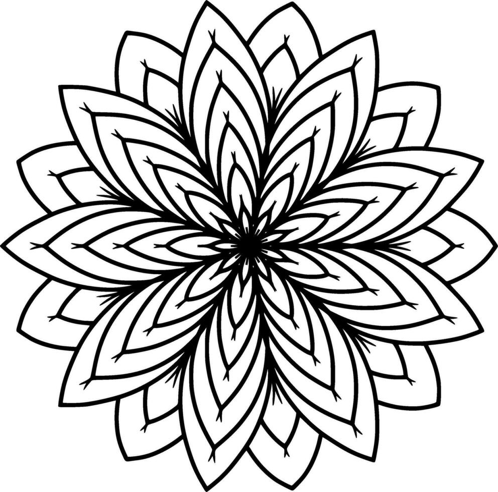 einfarbig ethnisch Mandala Design. Anti-Stress Färbung Seite zum Erwachsene. Hand gezeichnet schwarz und Weiß Vektor Illustration