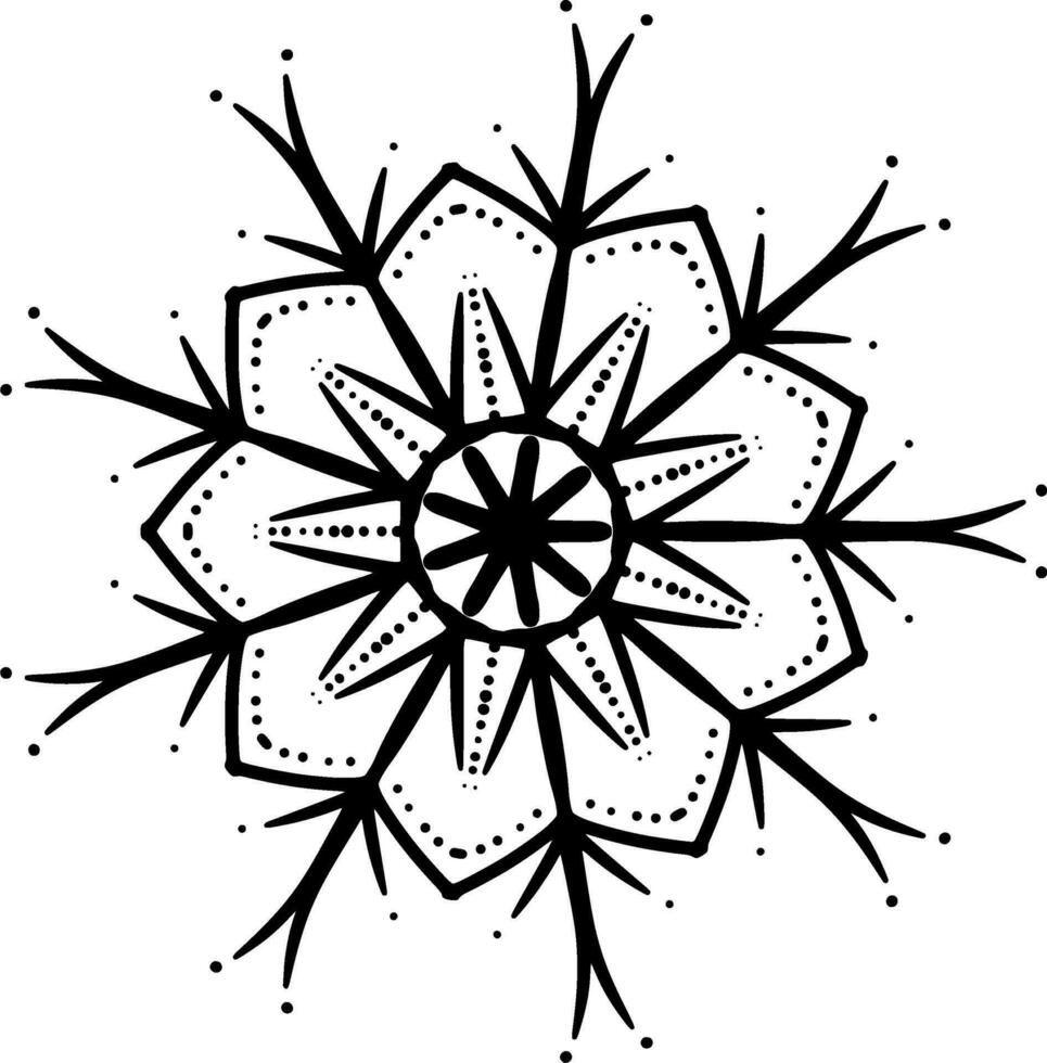 einfarbig ethnisch Mandala Design. Anti-Stress Färbung Seite zum Erwachsene. Hand gezeichnet schwarz und Weiß Vektor Illustration