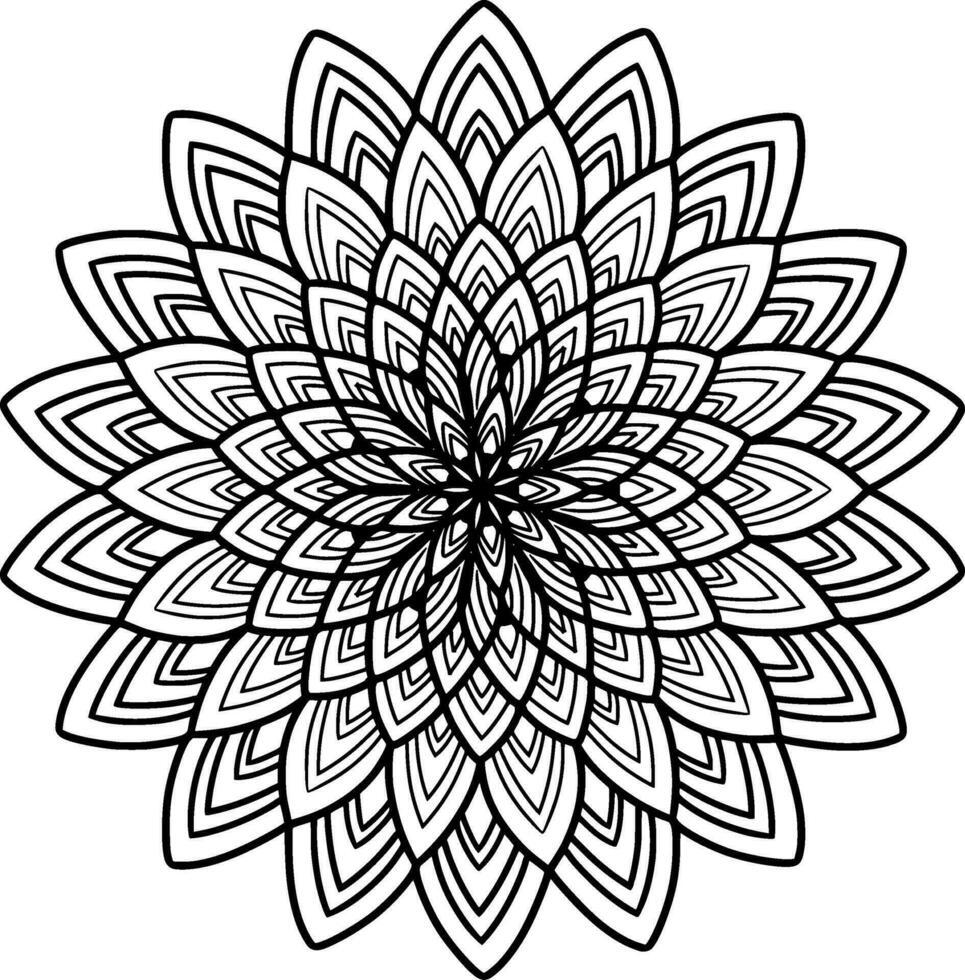 einfarbig ethnisch Mandala Design. Anti-Stress Färbung Seite zum Erwachsene. Hand gezeichnet schwarz und Weiß Vektor Illustration