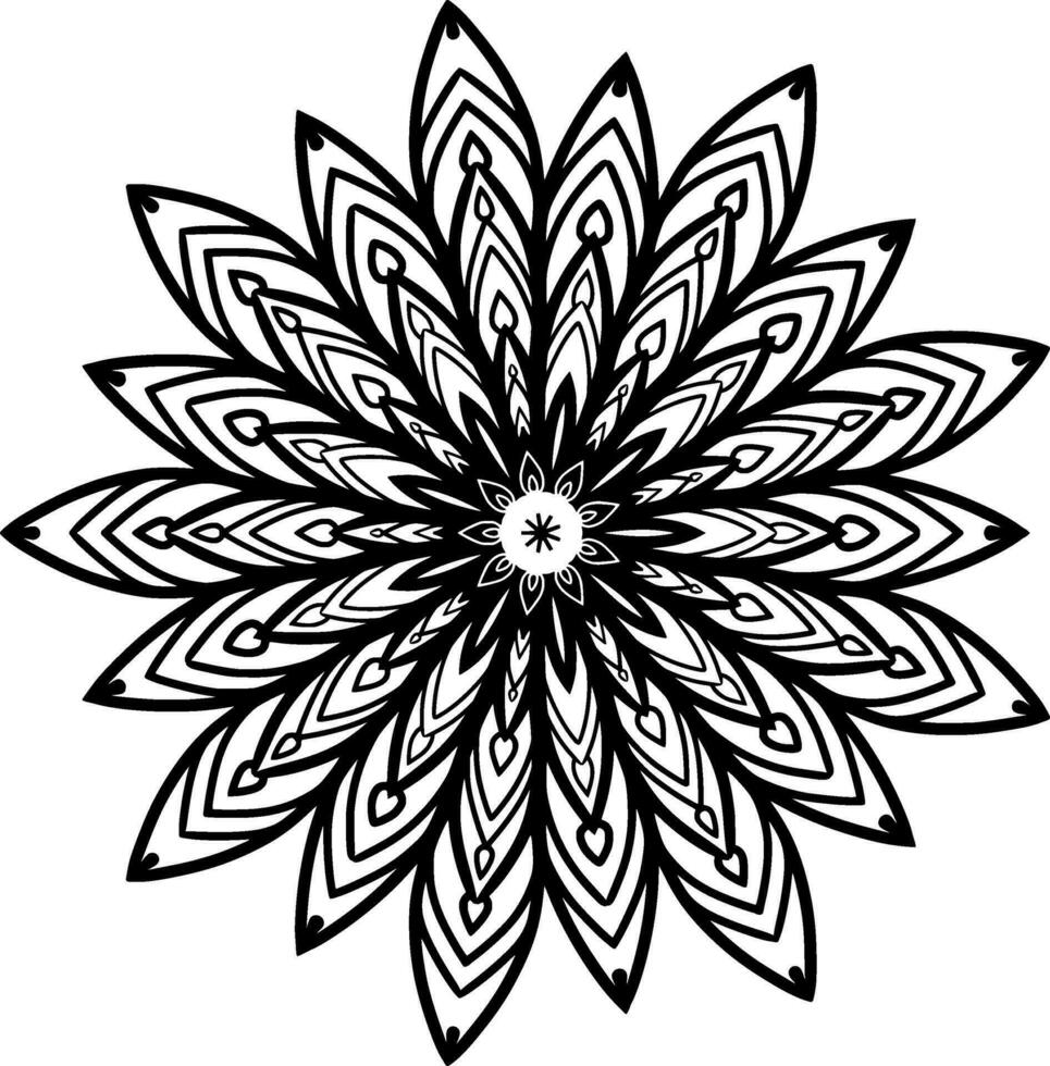 svartvit etnisk mandala design. anti-stress färg sida för vuxna. hand dragen svart och vit vektor illustration