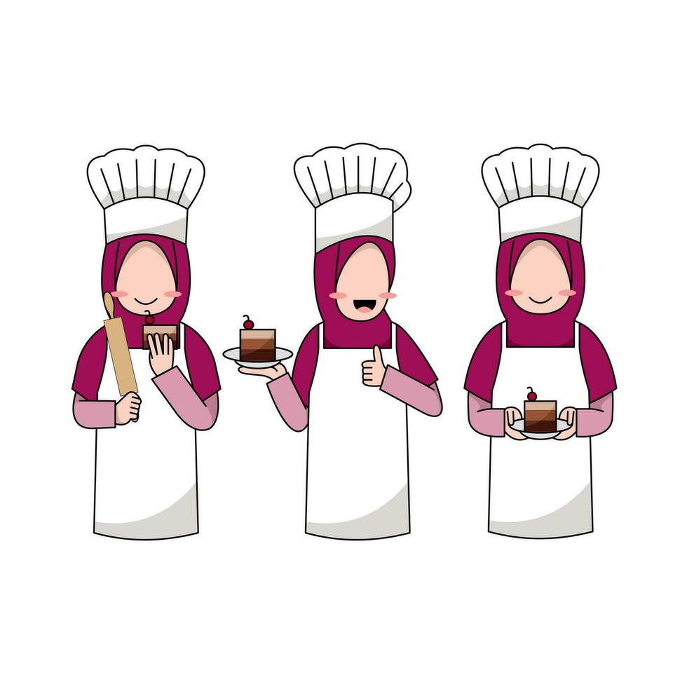 uppsättning av muslim kock logotyp vektor