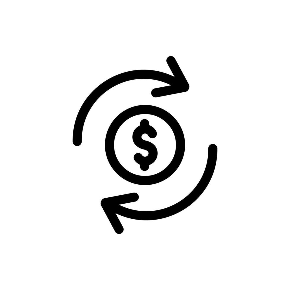 utbyta dollar mynt enda runda pengar överföra linje ikon, pil finansiell USD dollar mark översikt platt design piktogram, infographic gränssnitt element för app logotyp webb knapp ui ux isolerat vektor