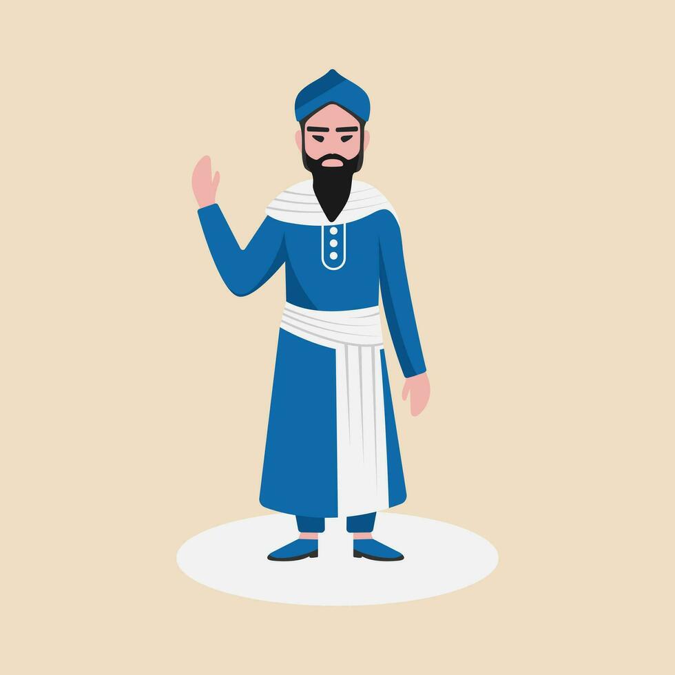 ein indisch Mann Hindu saint.indian Pandit, Swami, Pujari, Guru tragen traditionell Kleidung.Vektor Illustration. vektor