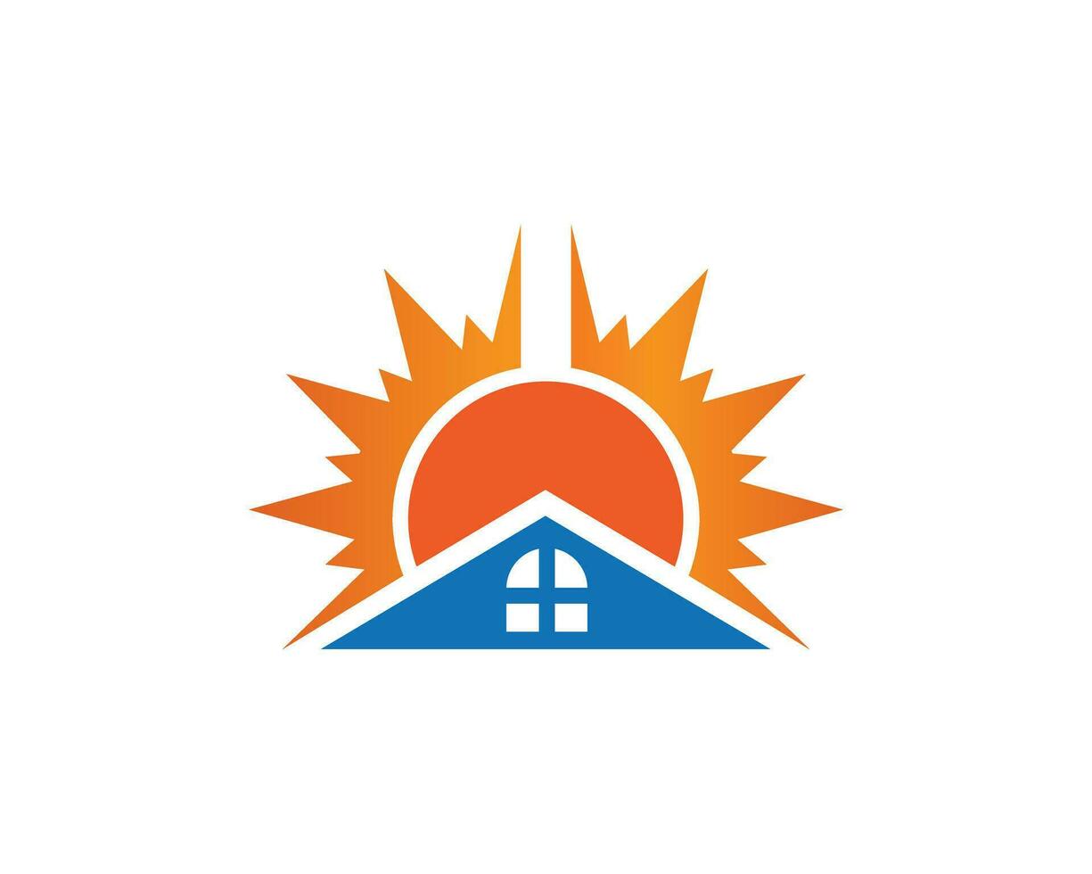 Sonne Strahlen echt Nachlass und Zuhause Gebäude Logo Symbole Vorlage. vektor