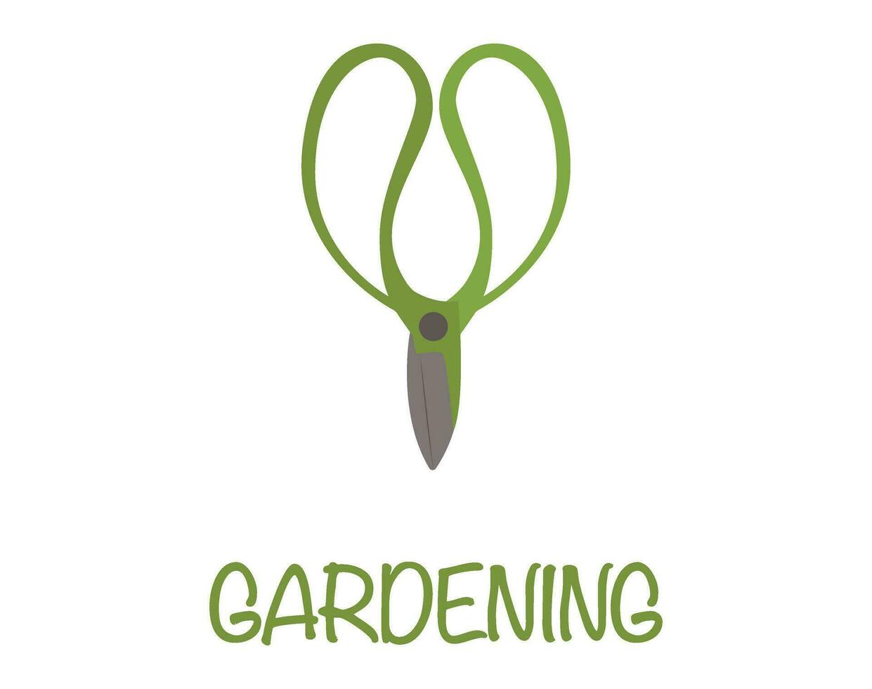 trädgårdsarbete sax med slogan i grön Färg. vektor