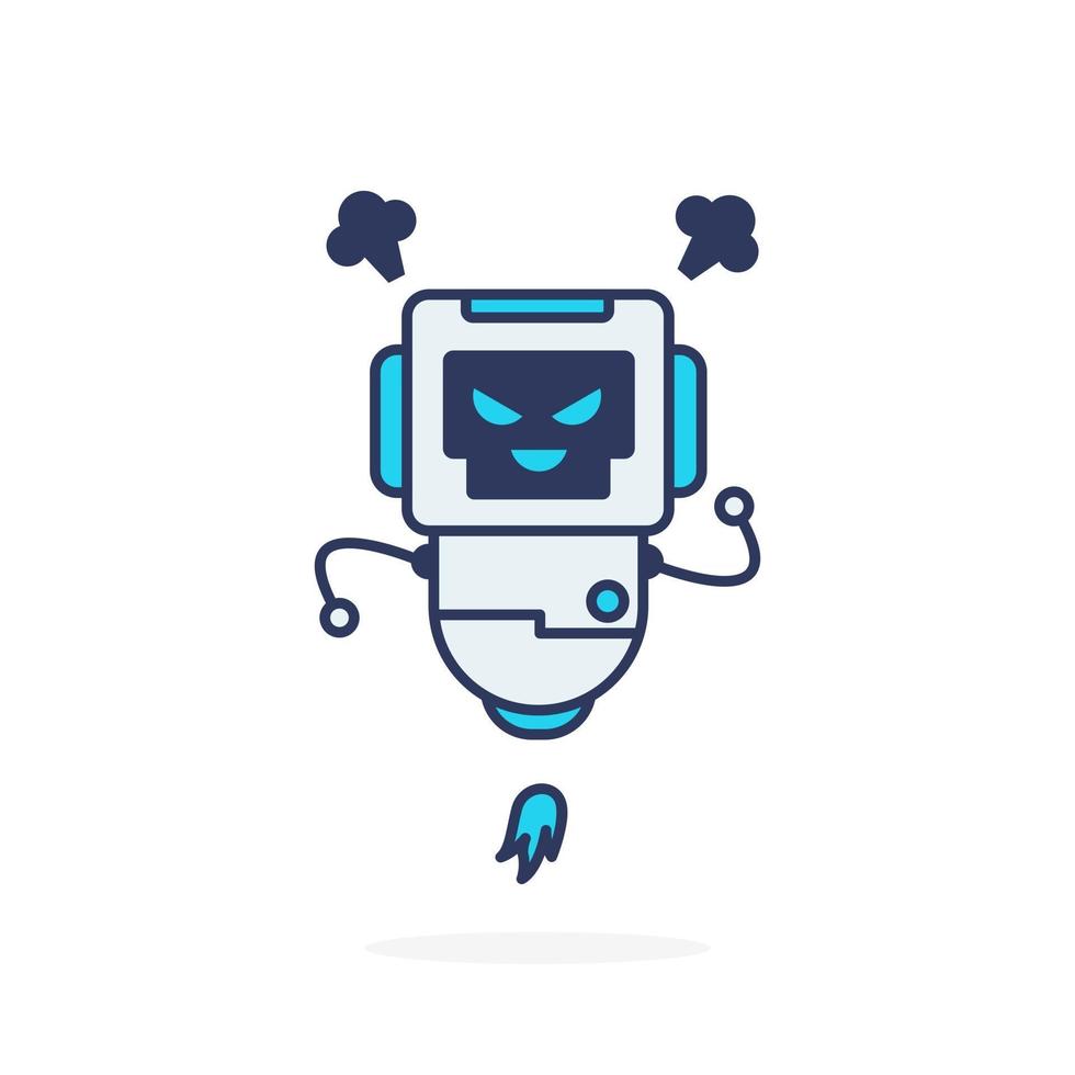 niedliche Roboter Lächeln wütend einfache Pose Charakter Illustration vektor