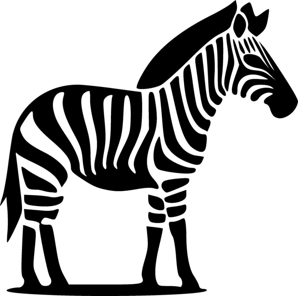 Stehen Zebra Seite Aussicht schwarz Umrisse einfarbig Vektor Illustration