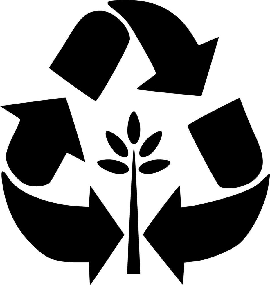 wiederverwendbar recyceln Grün Energie Symbol schwarz Umrisse Vektor Illustration