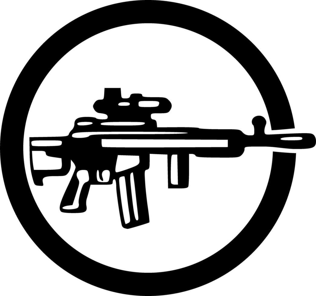 prickskytt pistol cirkel gevär pistol cirkel ikon svart konturer vektor illustration