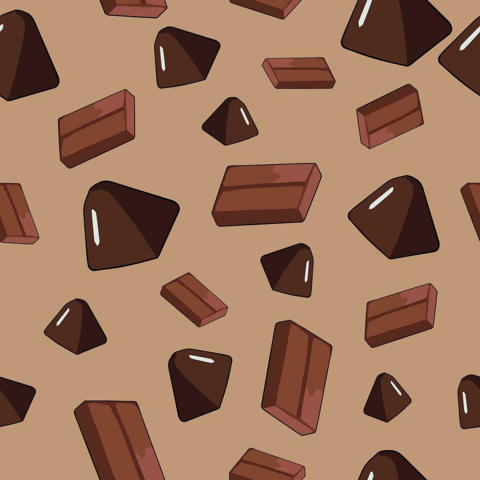 choklad mönster sömlös vektor på brun bakgrund , choklad mönster sömlös tapet