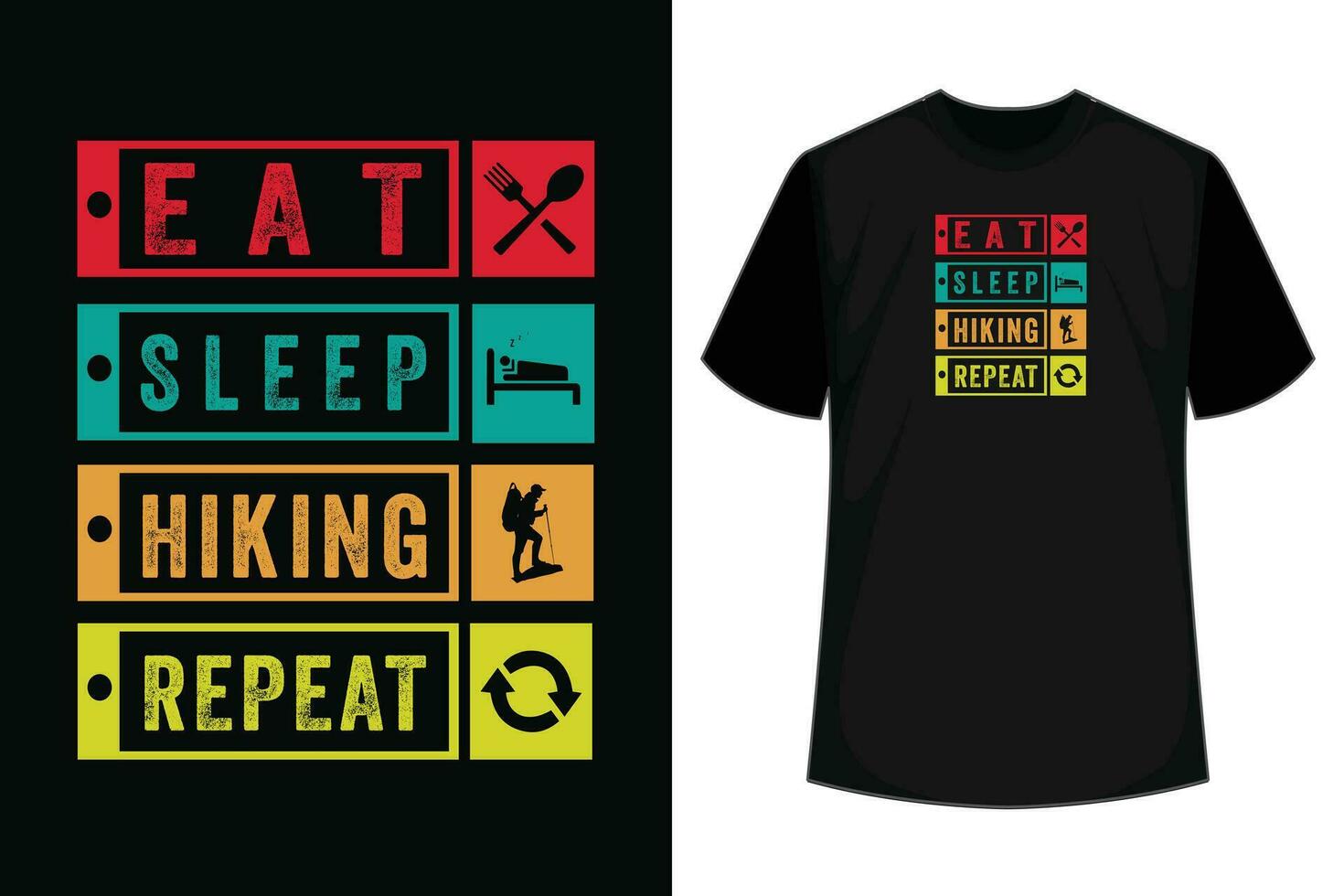 äta sömnvandring upprepa t-shirtdesign vektor