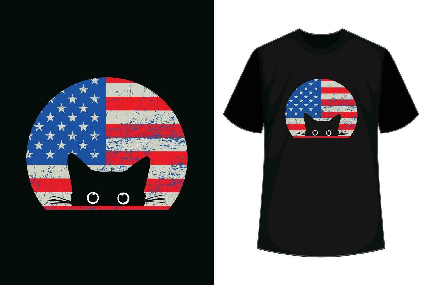 amerikan flagga katt 4:e av juli kattunge patriotisk sällskapsdjur älskare t-shirt vektor