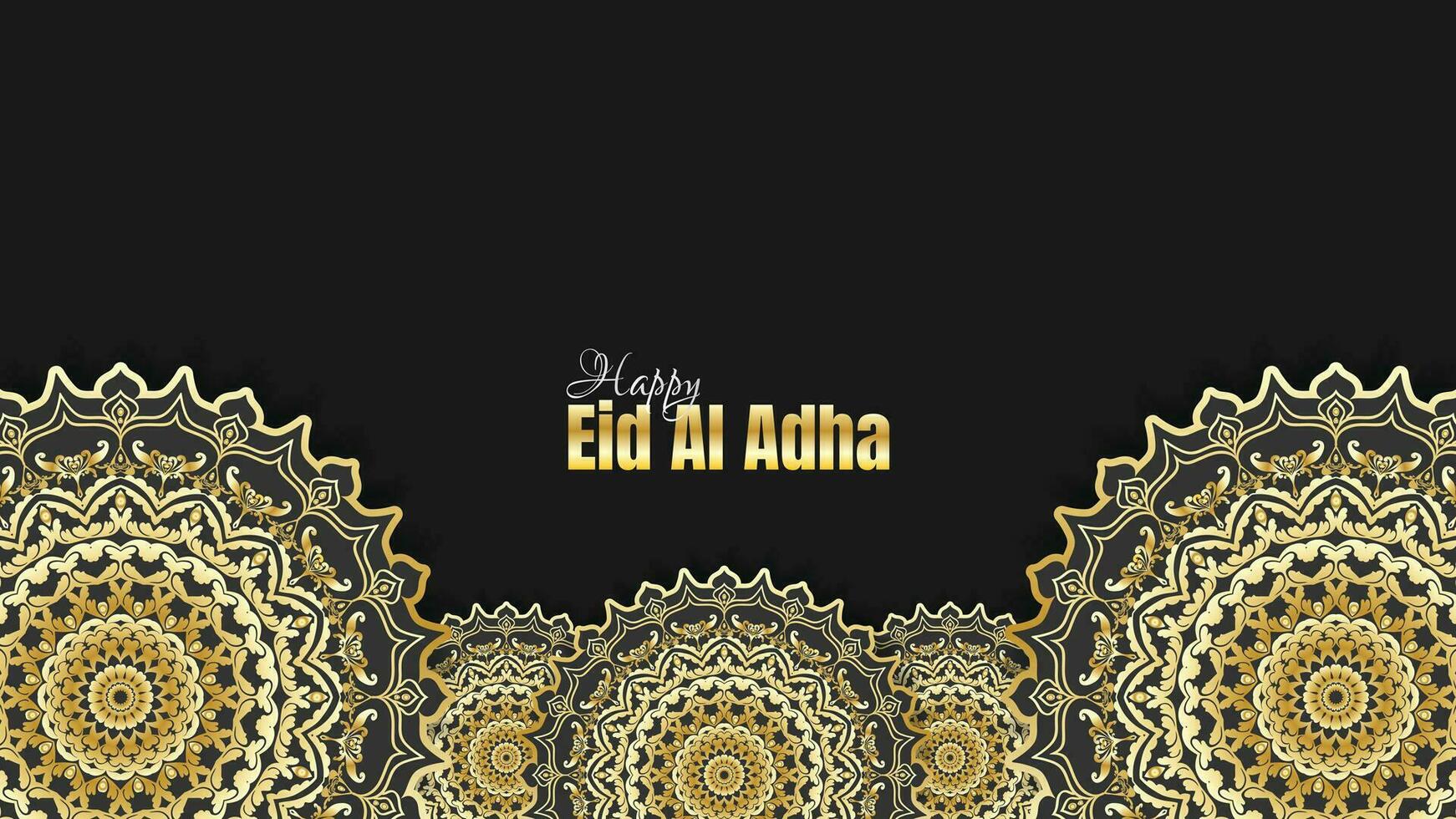 eid al Adha islamic mall de firande av muslim, med gyllene mandala. vektor