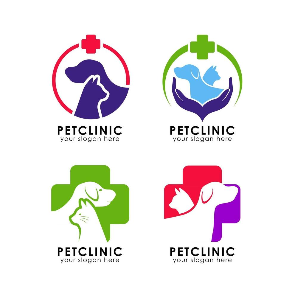 Logo-Design-Vorlage für Tierpflege und Klinik vektor