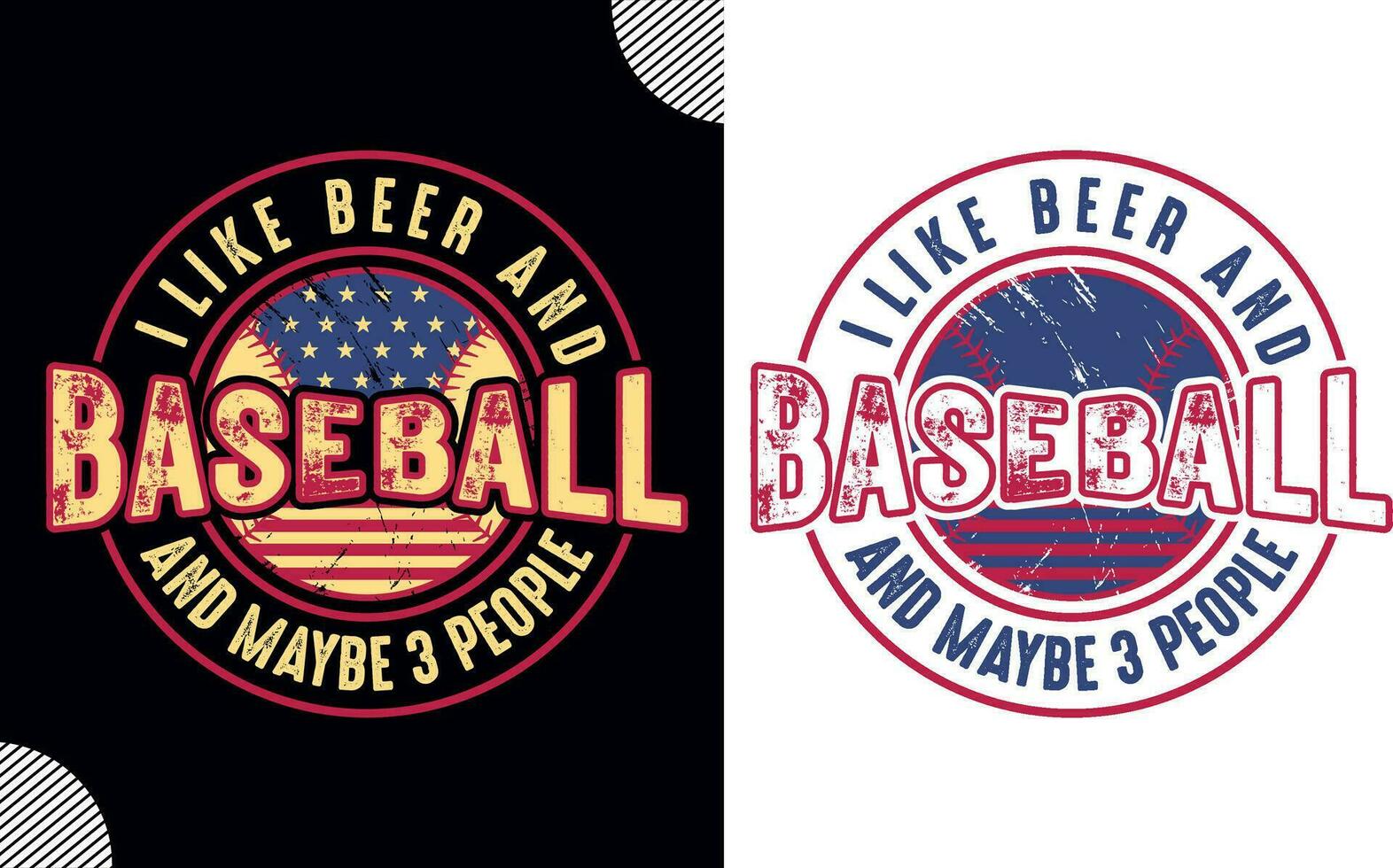 ich mögen Bier und Baseball und kann sein 3 Menschen, t Hemd Design vektor
