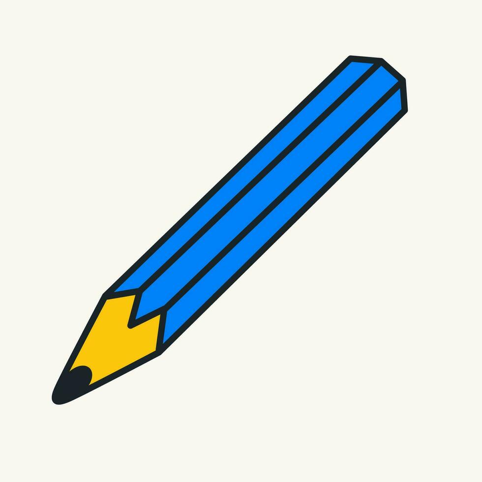 tecknad serie vektor rolig söt komisk tecken, blå penna.