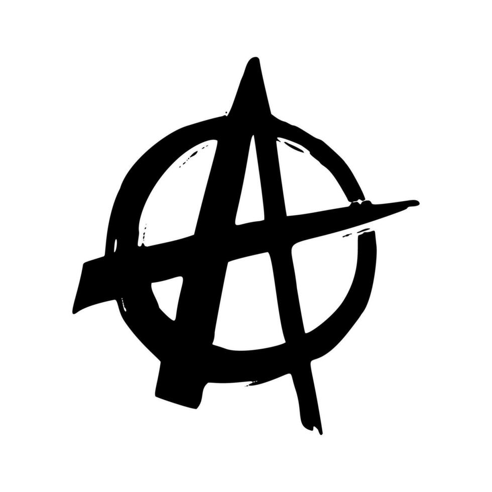 punk- sten samling. anarki svartvit symbol i ritad för hand stil på vit bakgrund. vektor illustration.