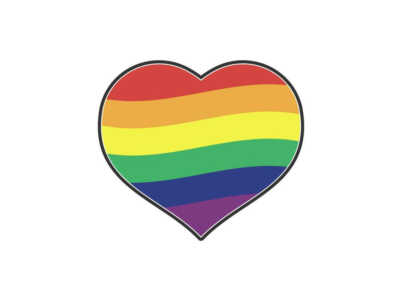 lgbtq stolthet kärlek symbol. hjärta formad regnbåge flagga hjärta. mångfald representation. vektor