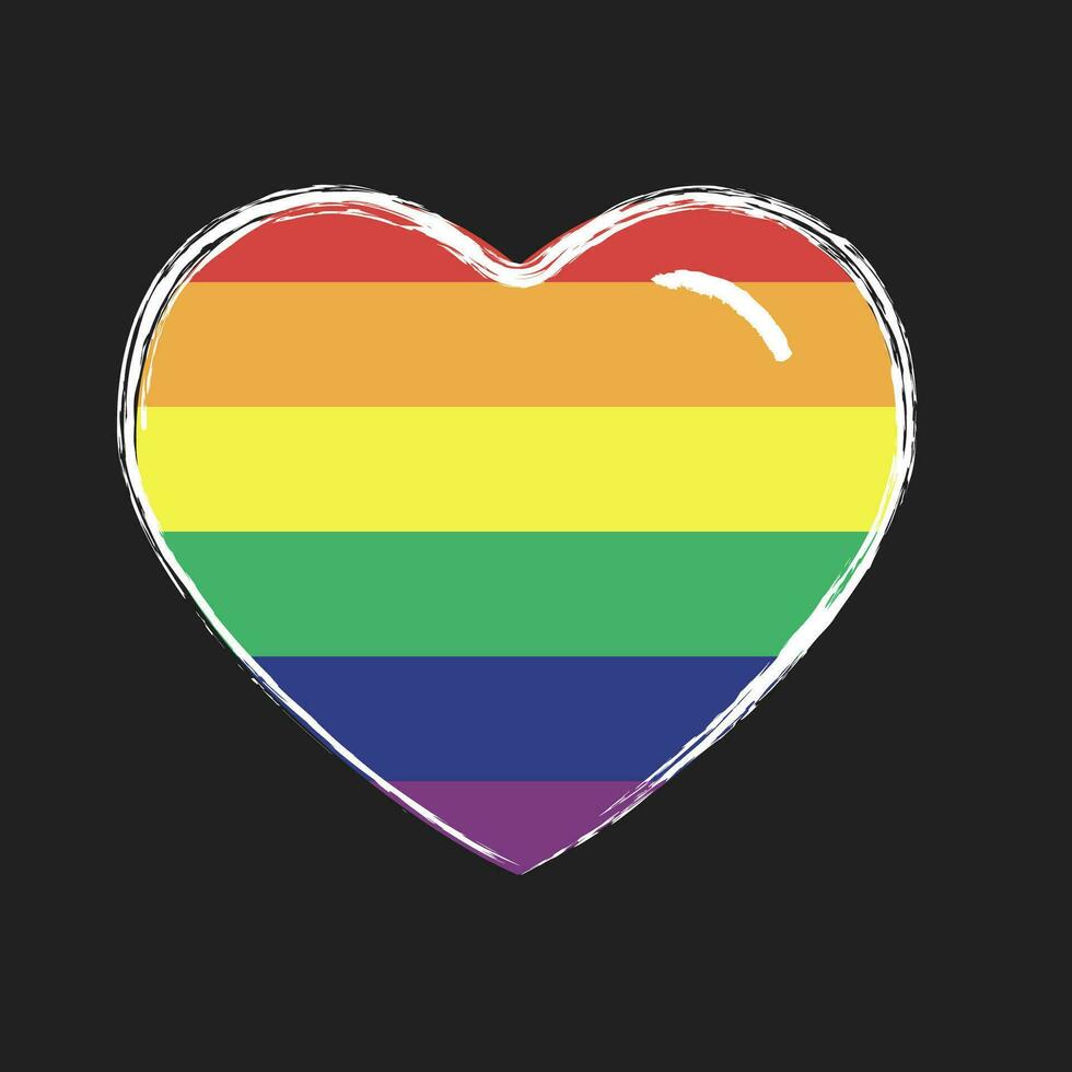 lgbtq Stolz Liebe Symbol. Herz geformt Regenbogen Flagge Herz. Vielfalt Darstellung. vektor