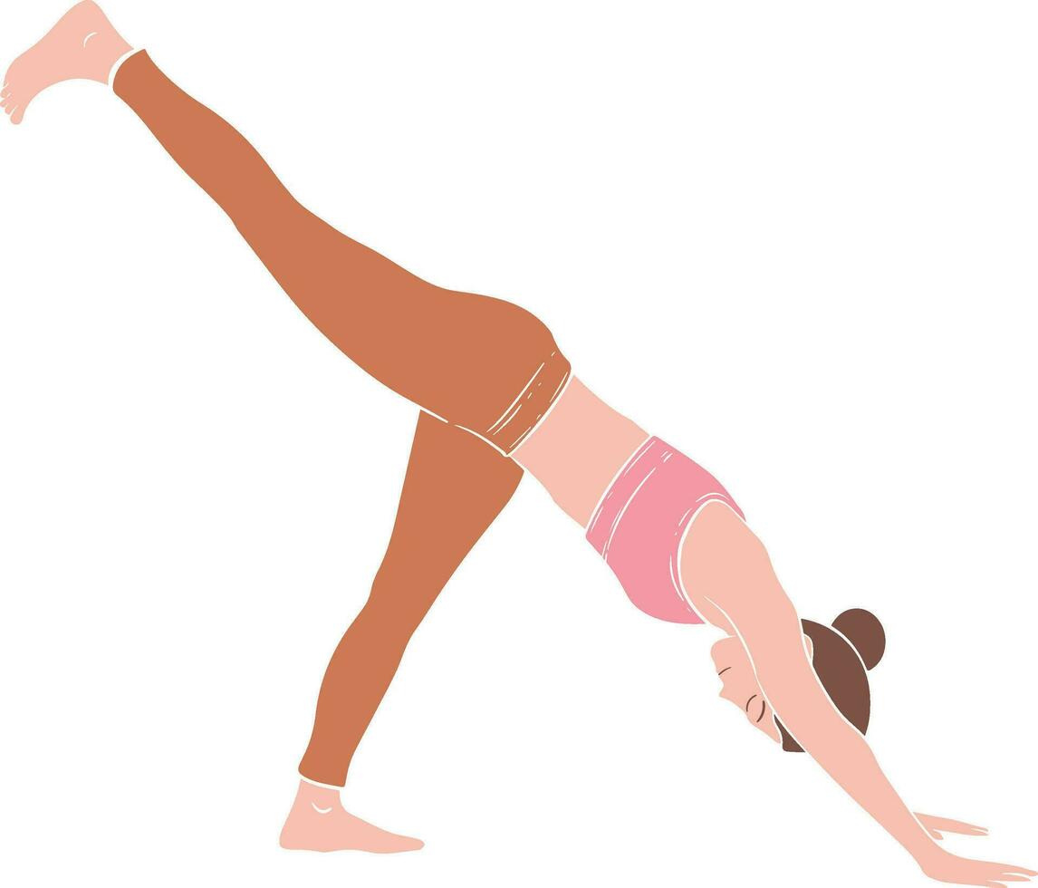 einbeinig nach unten Hund Pose Yoga Illustration vektor