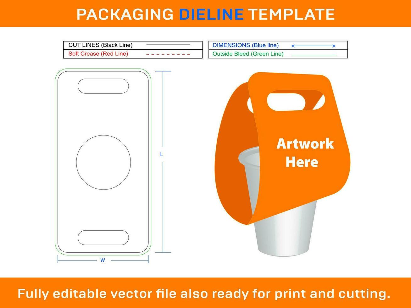 Tasse Halter, Dieline Vorlage vektor