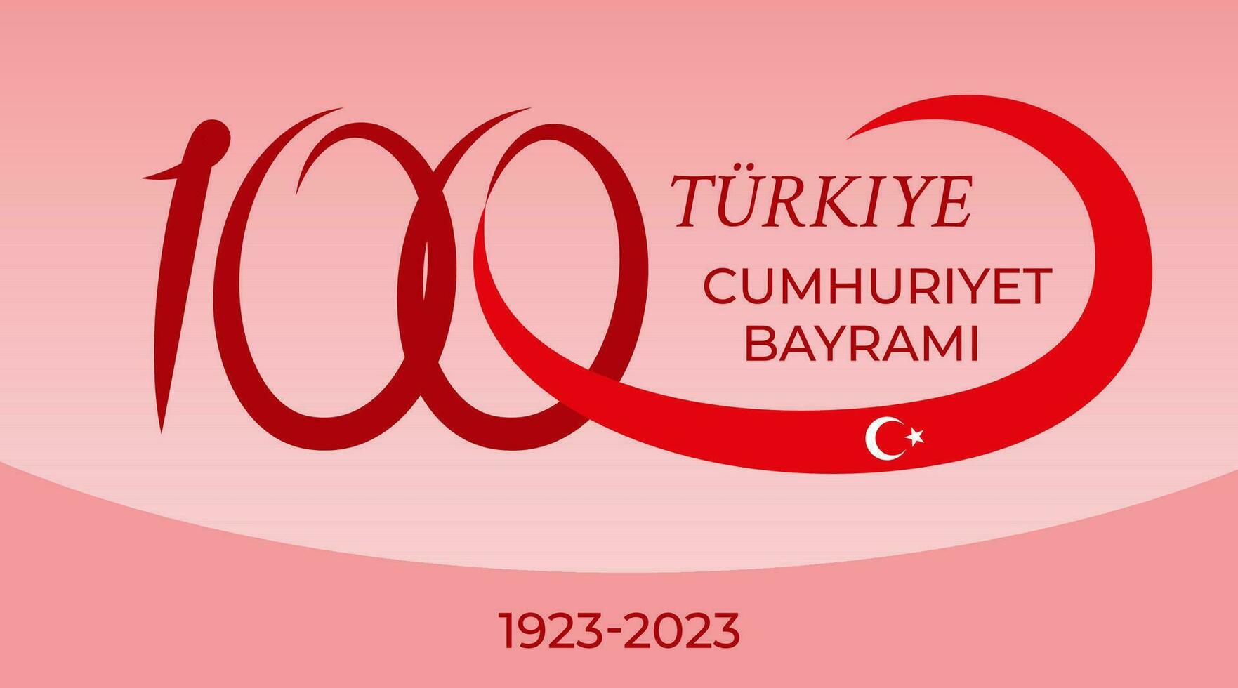 Türkei, cumhuriyet Bayrami. Übersetzung - - Truthahn, Republik Tag. 100 Jahre Jahrestag von Türkisch Republik. National Sieg Tag. Fest Karte mit Nummer 100 und das Türkisch Flagge zum Ihre Design vektor