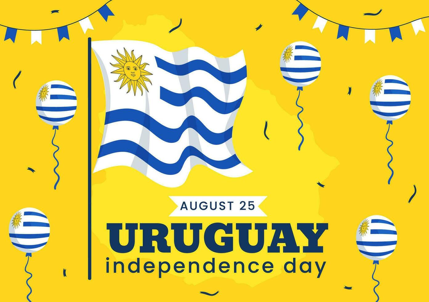 glücklich Uruguay Unabhängigkeit Tag Vektor Illustration auf 25 August mit winken Flagge im National Urlaub eben Karikatur Hand gezeichnet Vorlagen