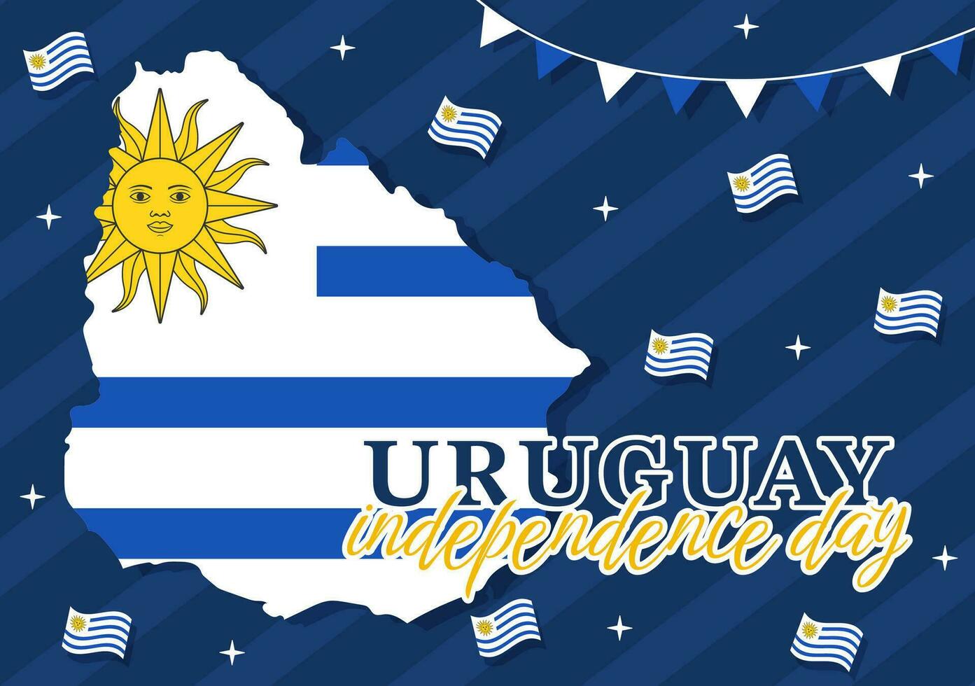 glücklich Uruguay Unabhängigkeit Tag Vektor Illustration auf 25 August mit winken Flagge im National Urlaub eben Karikatur Hand gezeichnet Vorlagen