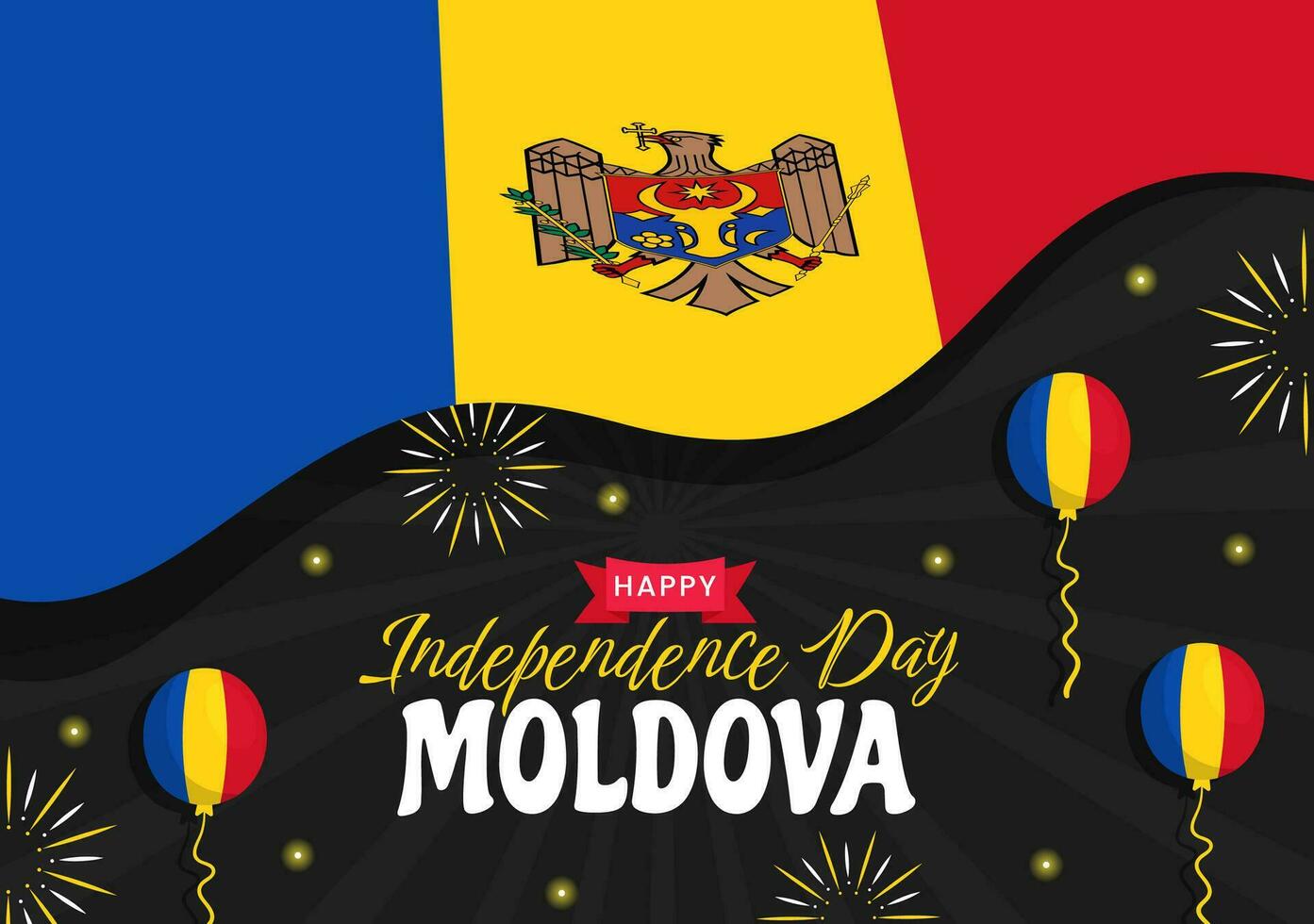 moldavien oberoende dag vektor illustration på augusti 27 med vinka flagga i nationell Semester platt tecknad serie hand dragen bakgrund mallar