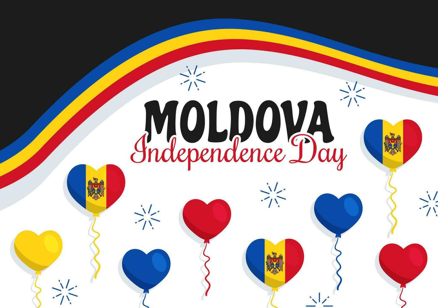 moldavien oberoende dag vektor illustration på augusti 27 med vinka flagga i nationell Semester platt tecknad serie hand dragen bakgrund mallar