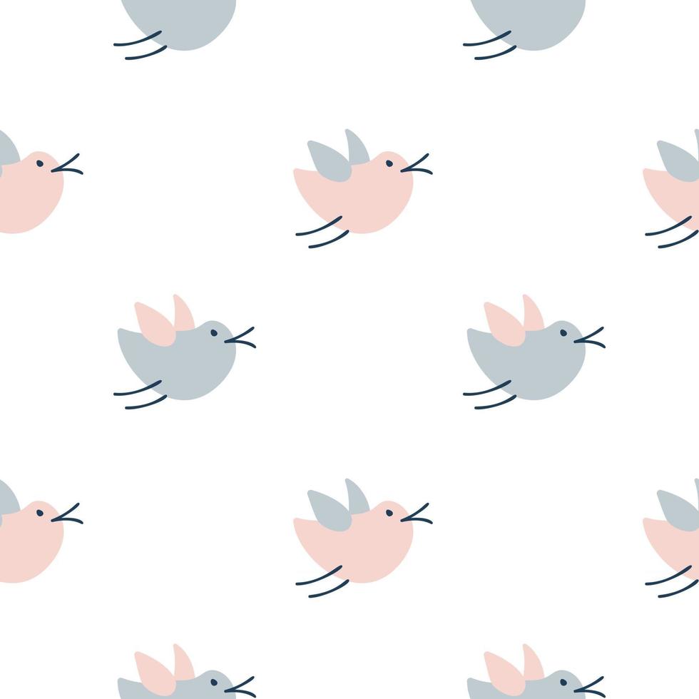 sömlösa mönster med söta tecknade fåglar doodle stil vektor