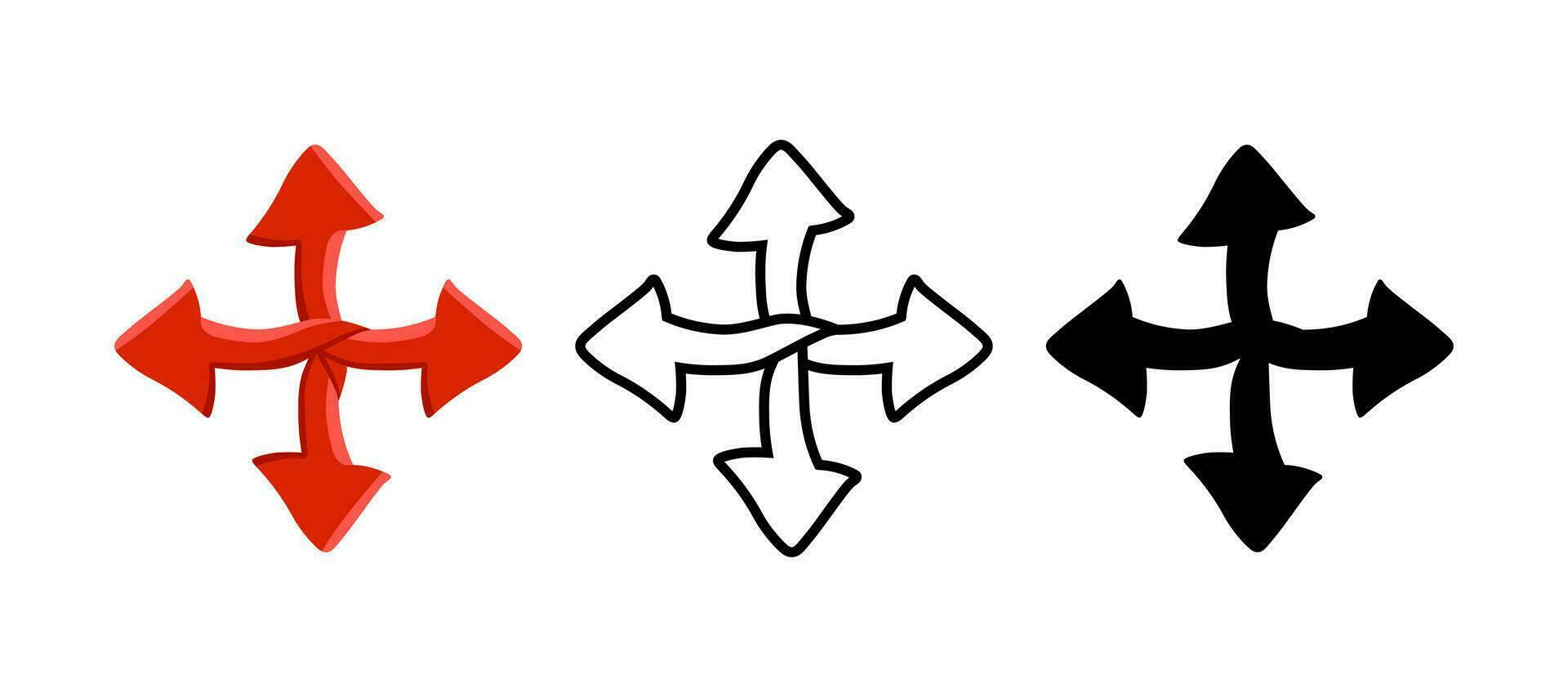 Pfeil Symbol Zeichen Satz, rot 3d und eben schwarz Geschäft Infografik Symbol Design Element, Richtung Navigation isoliert Vektor Satz, Grafik Netz Zeiger Mauszeiger.