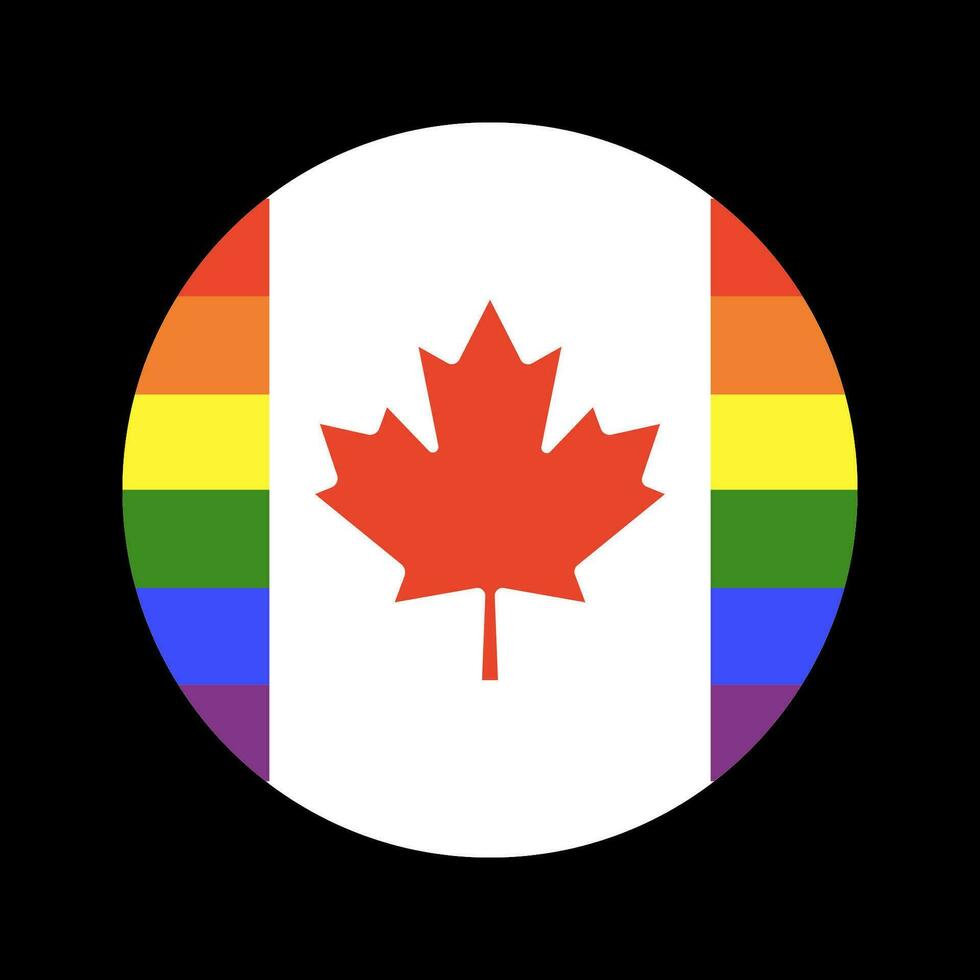 Kanada lgbt Regenbogen Flagge. Stolz Kreis Symbol. lesbisch, Fröhlich unterzeichnen. vektor
