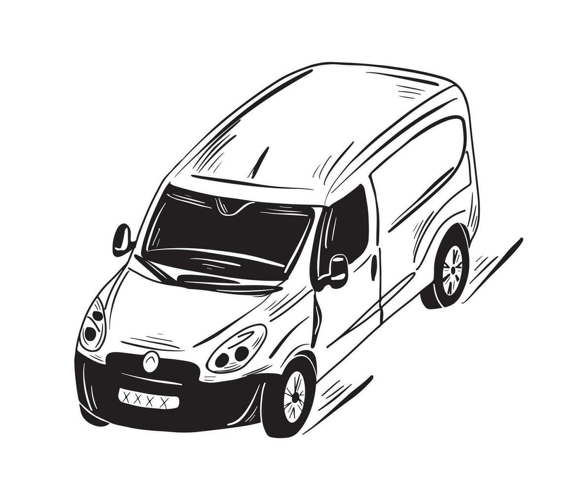 Auto Autoline zum Transport von Menschen und Ladung. Lieferung.Reisen.Vektor Illustration. vektor