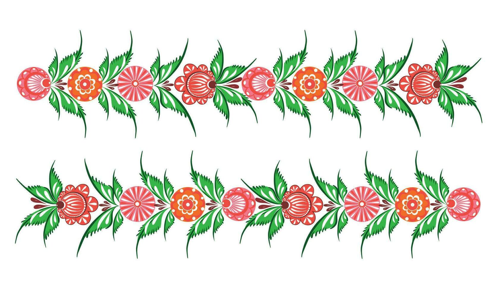 nahtlos Muster Rahmen von Blumen und Blätter.Folk ornament.gorodets Gemälde Hand gezeichnet.vektor Illustration. vektor